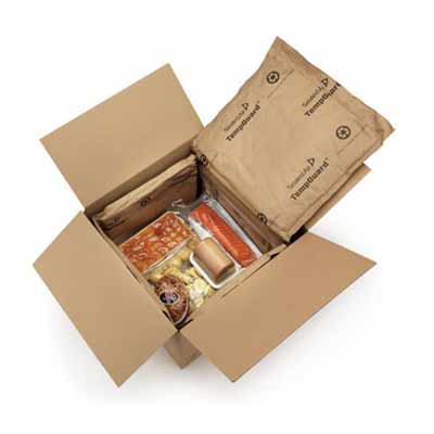 Temp guard thermal liners in box containing a food delivery