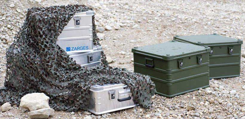 UK military packaging requirements Aluminium cases under camo nets