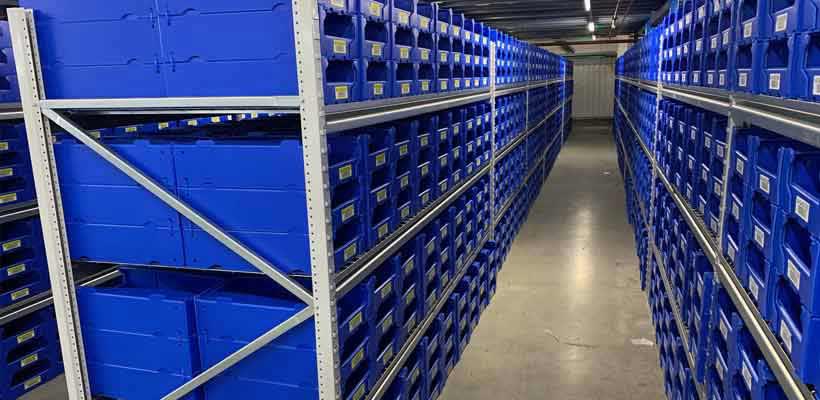 A row of picking ins in a warehouse