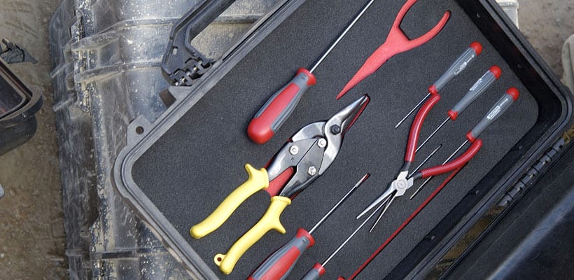 Tool control foam inserts inside a protective case