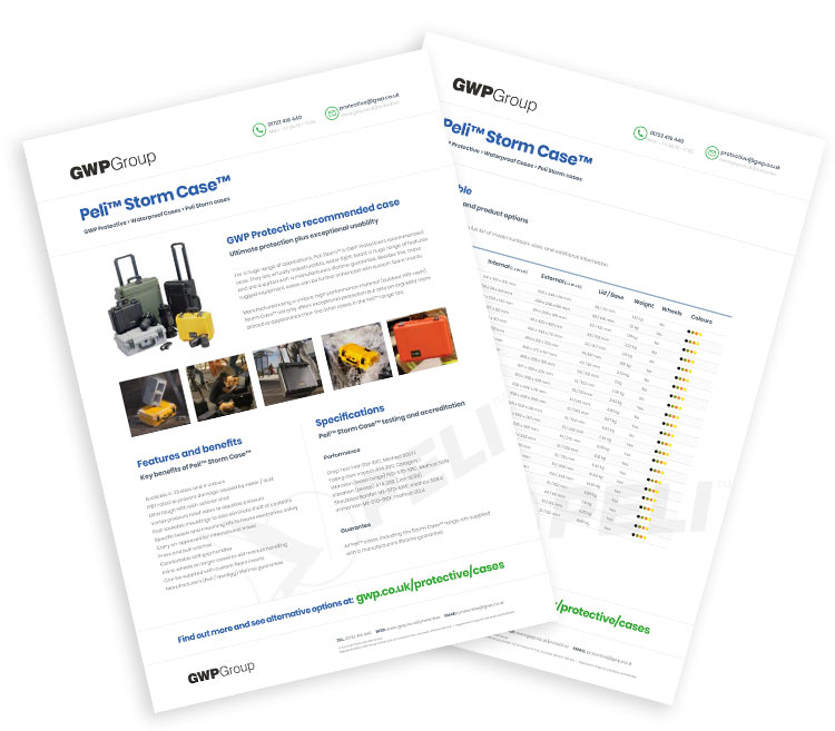 Peli Storm case datasheet