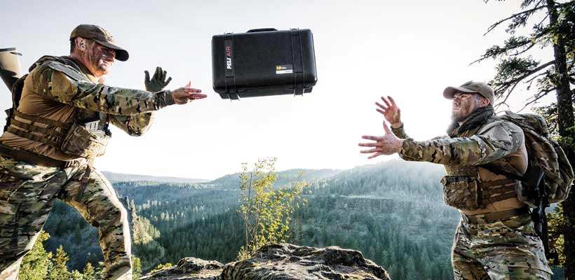 Peli Air military case Peli Air military case being thrown by army personnel