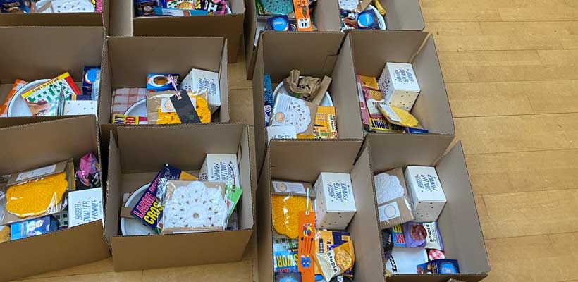 The filled cardboard boxes that GWP supplied to the Marmalade Trust charity