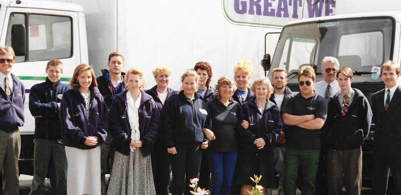 Great Western Packaging Ian Heskins, far right, in the early days of Great Western Packaging.