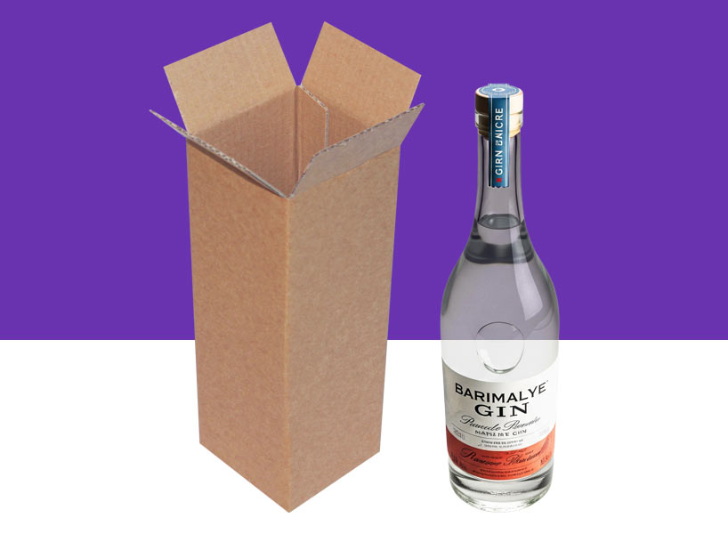 A single bottle box with a bottle of premium gin.