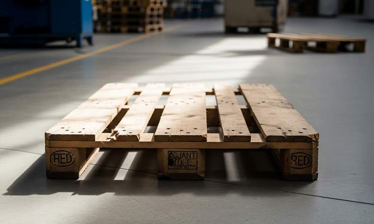 A custom built pallet on a warehouse floor