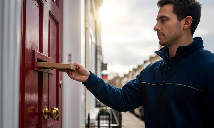A postman delivering letterbox packaging