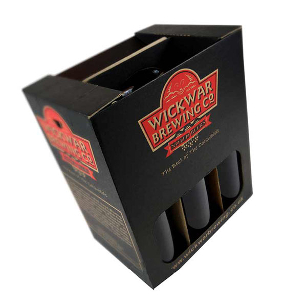 A printed cardboard bottle carrier
