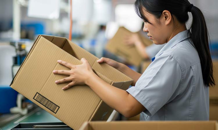 Crash lock cardboard boxes A person holding a crash lock cardboard box