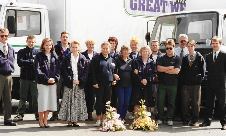 GWP Group history Employees outside teh Great Western Packaging Co in the early 1990s