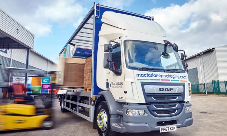 A Macfarlane Group lorry being loaded with packaging