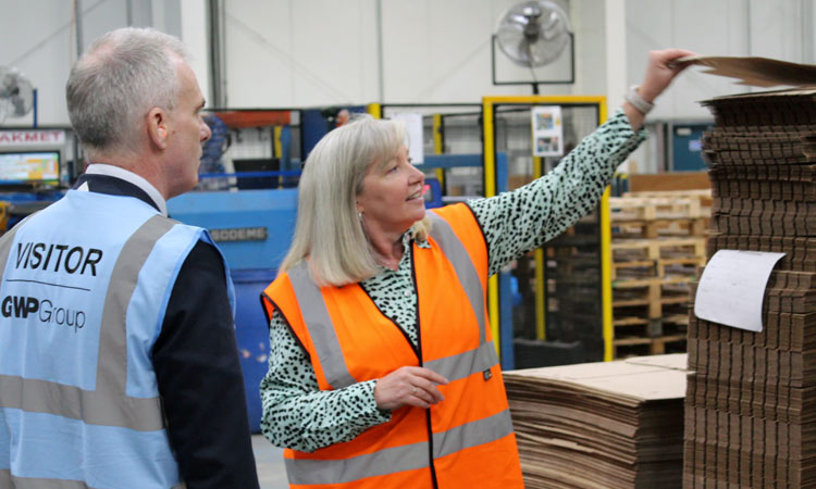 Ruth Cook, Managing Director of GWP Group, with Dr Ben Broadbent of the Bank of England.