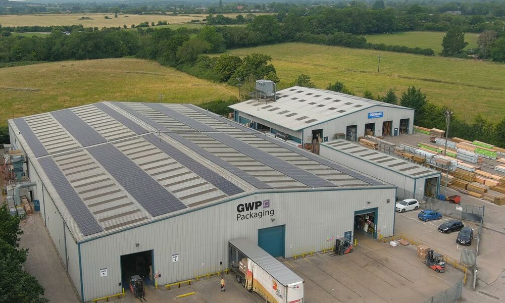 Aerial shot of GWP Packaging in Cricklade