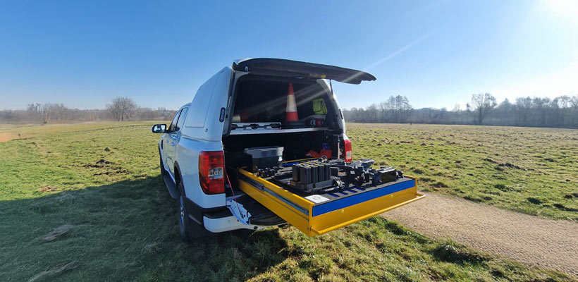 The foam tray in the back of the UAV team's vehicle.