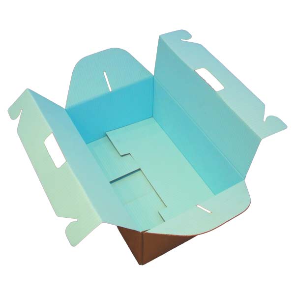 A box made from colour coated cardboard