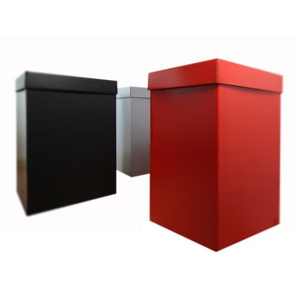 Cardboard bins with a colour coating