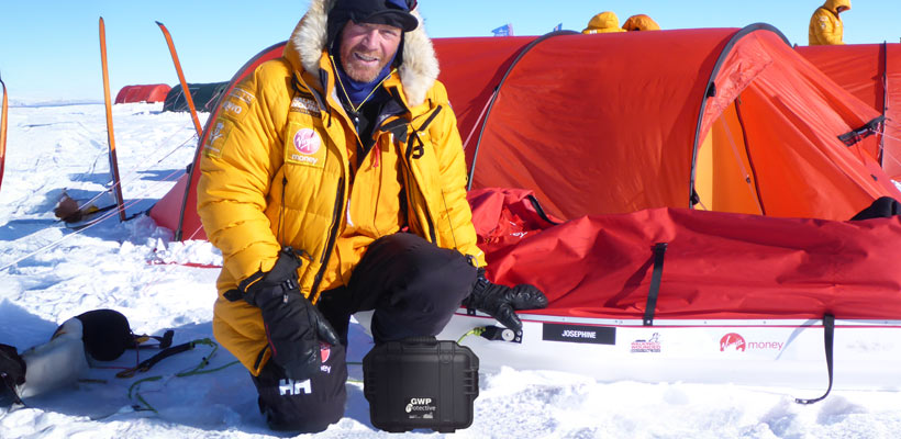 Eric Phillips - one of the polar guides taking part in the Walking with the Wounded challenge - poses with a Storm protective case