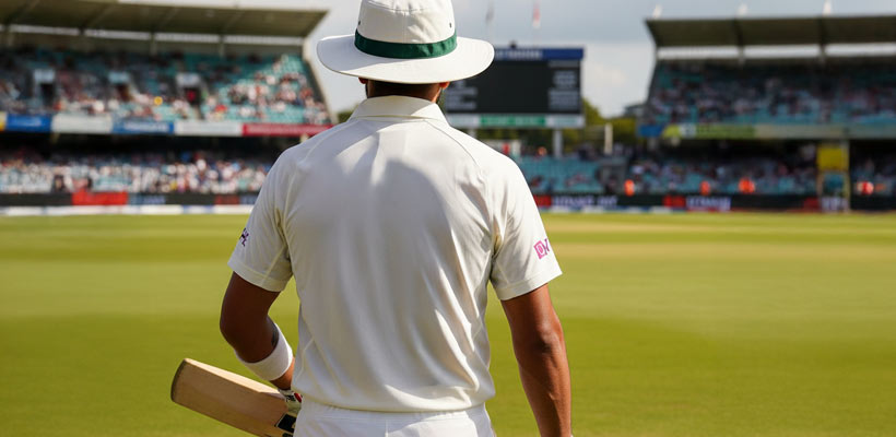 Swannack packaging A cricket player walking out to bat