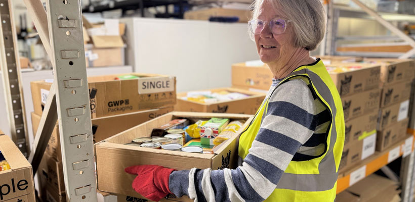 Swindon Foodbank A volunteer at Swindon Foodbank's distribution centre.