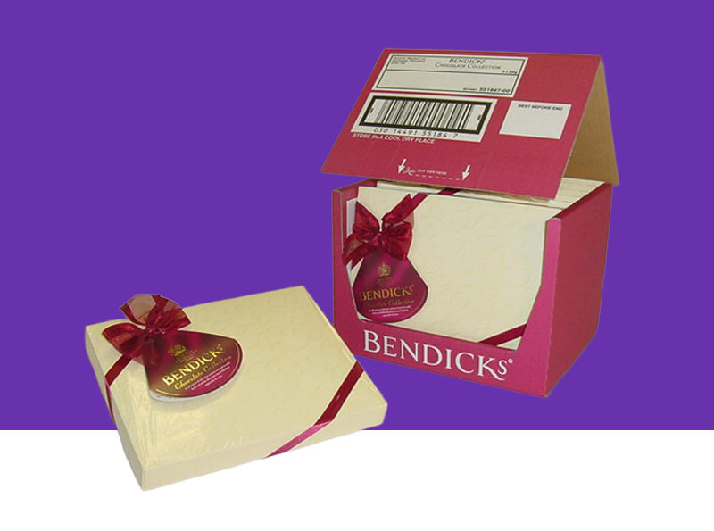 A half-open shelf ready pack with contents