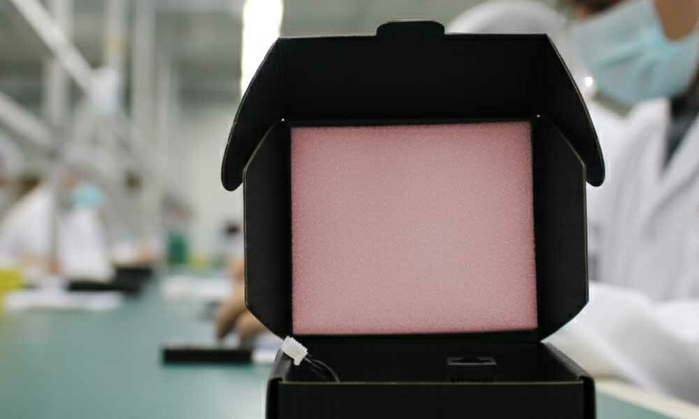 An open Corstat component box on an electronics assembly line