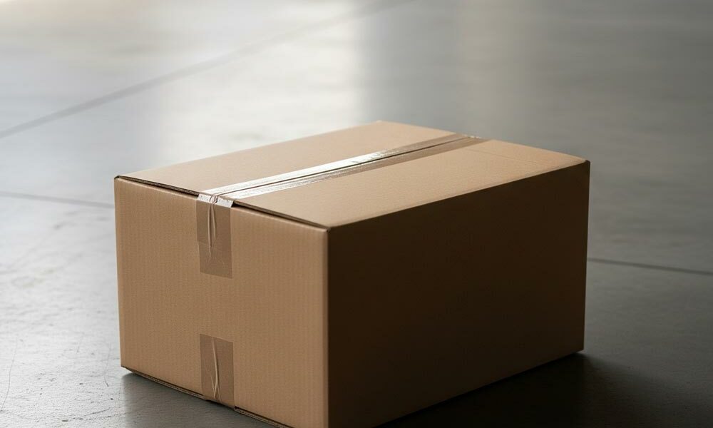 A custom 0201 box on the floor of a warehouse