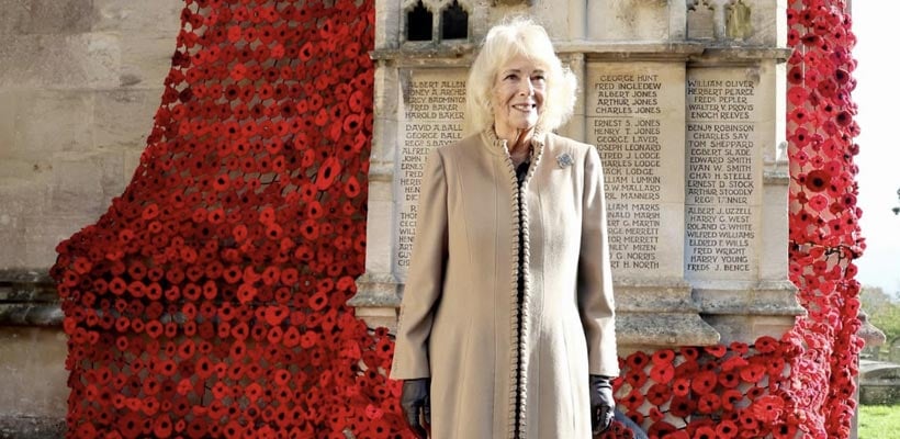 Queen Camilla visiting the Poppy project in Corsham.