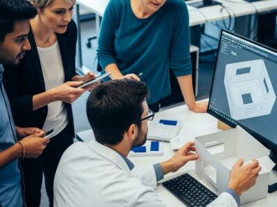 Correx designers A Correx design team looking at CAD software on a screen