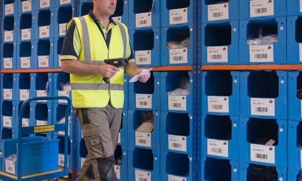 A person retrieving items from a Correx pick wall