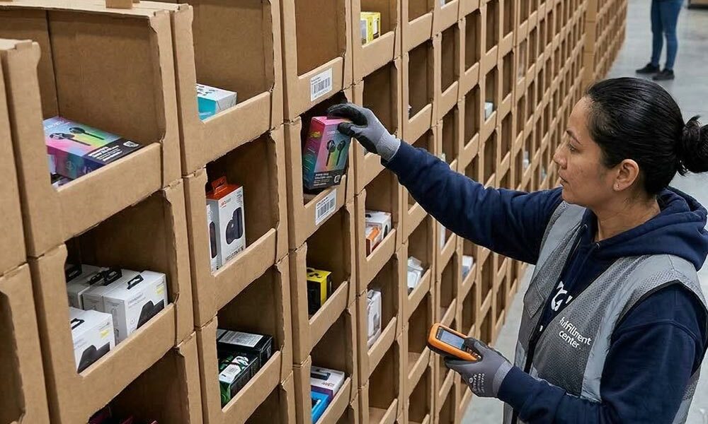 Stacking cardboard pick bins