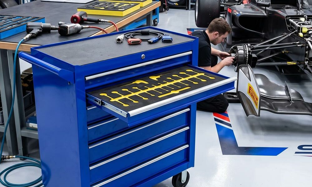 Kaizen foam Kaizen foam in a tool chest n a motorsport workshop